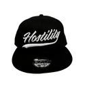 black snapback hat with white lettering