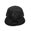 gray hat with brown logo