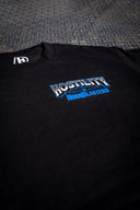 Men's black graphic tee, horn blasters 