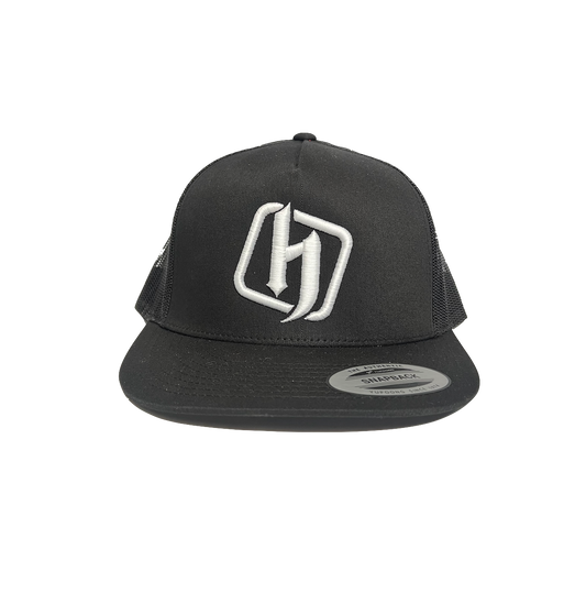 Black/White H Block Trucker Hat